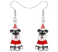 DOWAY Acryl Siberian Husky Chihuahua Beagle Dackel Yorkshire Terrier Mops Hund Ohrringe Hanging Dangle Drop Pet Schmuck für Damen Mädchen Kinder Charme Geschenk (Weihnachts Schnauzer)