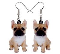 DOWAY Acryl Siberian Husky Chihuahua Beagle Dackel Yorkshire Terrier Mops Hund Ohrringe Hanging Dangle Drop Pet Schmuck für Damen Mädchen Kinder Charme Geschenk (Französische Bulldogge)