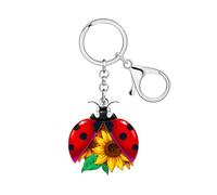 DOWAY Acryl Sonnenblume Marienkäfer Schlüsselanhänger Zubehör Insekt Schlüsselring Marienkäfer Geschenke Damen Mädchen Art Deco Charms Bug Schmuck (Rot)