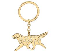 DOWAY Cute Edelstahl Schlüsselanhänger Hund 18K Gold Haustier Zubehör für Damen Mädchen Geschenke Hundeliebhaber Auto Charms (Golden Retriever Vergoldet)