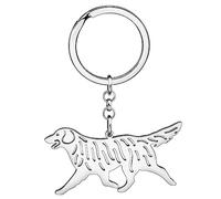 DOWAY Cute Edelstahl Schlüsselanhänger Hund 18K Gold Haustier Zubehör für Damen Mädchen Geschenke Hundeliebhaber Auto Charms (Golden Retriever Versilbert)
