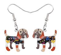 DOWAY Cute Emaille Beagle Hund Ohrringe Baumeln Schmuck für Damen Mädchen Charme Beagle Hunde Geschenke (Braun)