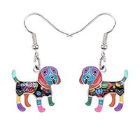 DOWAY Cute Emaille Beagle Hund Ohrringe Baumeln Schmuck für Damen Mädchen Charme Beagle Hunde Geschenke (Mehrfarbig)