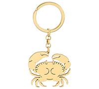 DOWAY Emaille Crab Krabbe Schlüsselanhänger Krebs Schlüsselring Anhänger Tasche Auto Zubehör für Damen Mädchen Geschenk (Edelstahl 18k vergoldet)