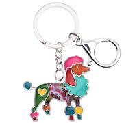 DOWAY Emaille Pudel Schlüsselanhänger Hund Cute Tiere Schlüsselring Welpen Hunde Geschenke Für Damen Frauen Mädchen Tierliebhaber (Mehrfarbig)