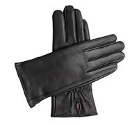 Downholme Klassische Lederhandschuhe mit Innenfutter aus Kaschmir für Damen (Schwarz, S)