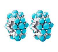 Doyafer 925 Sterling Silber Clips Charms Sicherheitskette Set Silikon Spacer Perlen Stpper Charms für Armbänder Frauen Freunde Geschenk (C-Blue Coral Beads Set 2 Stück/Packung)