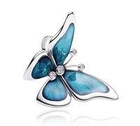 Doyafer Blue Butterfly Charm 925 Sterling Silber Perle kompatibel mit Damen Halskette Armband Anhänger Geburtstagsschmuck Geschenk