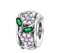 Doyafer Blumen Charm 925 Sterling Silber Charms Silikon Spacer Perlen passen Damen Armband Halskette