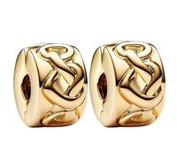 Doyafer goldene herzförmige geschnitzte Faden Positionierung Schnalle 925 Sterling Silber Fit Damen Halskette Armband Schmuck Geschenk für Freunde Familie 2 pro Packung