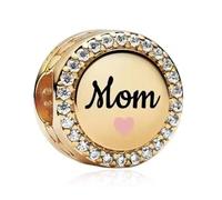 Doyafer goldene Mutter rund Charme 925 Sterling Silber Anhänger Fit Damen Halskette Armband Geburtstag Feiertag Schmuck Geschenk für Mutter Geschenk