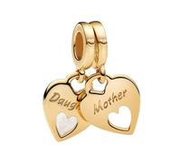 Doyafer goldene Mutter Tochter Liebe Anhänger 925 Sterling Silber kompatibel mit Frauen Halskette Anhänger Familie Geburtstagsgeschenk