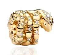 Doyafer goldene Schlange Charme 925 Sterling Silber Anhänger Fit Damen Halskette Charmes Geburtstag Feiertag Schmuck Geschenk für Freunde Familie