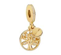Doyafer Hohle Stammbaum Leben Baum Runder Anhänger Gold 925 Sterling Silber Charme Fit Frauen Armband Halskette Schmuck Geschenk für Familie