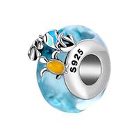 Doyafer Sea Turtle Seaweed Blue Glas Charm 925 Sterling Silber Perle kompatibel mit Damen Armband Halskette Anhänger Geschenk für Freunde und Familie