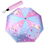 DPKOW Farbwechsel bei Regen Regenschirm Kinder, Einhorn Regenschirm Taschenschirm, Kinderschirm für Schulranzen, Mädchen Einschulungsgeschenke, Kinderregenschirme, Mädchen, 98cm