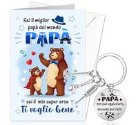 DPKOW Regalo Papà, Biglietto Festa del Papà Portachiavi, Idee Regalo Festa del Papa Natale Compleanno Regalo, Biglietto Auguri Ti Voglio Bene Papà Gadget Festa del Papà Miglior Papa del Mondo