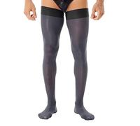 dPois Herren Nylon Strümpfe Overknee Kniestrümpfe Oberschenkel Hoch Transparent Leggins Sissy Dessous Glänzend Stockings Stretch Schwarz One Size