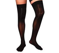 dPois Herren Nylon Strümpfe Overknee Sexy Kniestrümpfe Oberschenkel Hoch Transparent Leggins Sissy Dessous Glänzend Stockings Schwarz One Size