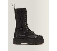 Dr. Martens 1B99 Wmg 14-Ösen Leder & Samt Schnürstiefel in Schwarz, Größe: 40
