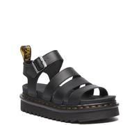 Dr. Martens Plateau-Sandalen Blaire – schwarzes Leder, gezackte Sohle, verstellbar, 40 EU