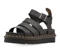 Dr. Martens Plateau-Sandalen mit Riemen, schwarzes Leder, gezackte Sohle, verstellbare Schnalle, 5 cm Höhe, Schwarz , 40 EU