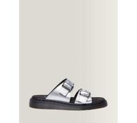 Dr. Martens Josef Metallic Leder Slide Sandalen in Grau, Größe: 37