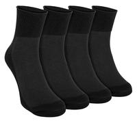 Dr.Socks 4er Pack Herren Kurz Diabetikersocken Extra Breite Ohne Gummibund Sneaker Socken (46-50, Schwarz)