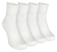 Dr.Socks 4er Pack Herren Kurz Diabetikersocken Extra Breite Ohne Gummibund Sneaker Socken (46-50, Weiß)