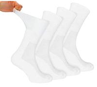Dr.Socks 4er Pack Ohne Gummibund Diabetikersocken Atmungsaktiv Bambus Socken | Extra Breit Nahtlos Socken für Geschwollene Füße (37-40, Weiß)