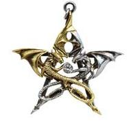 Draca Stella (Drachen Pentagramm Stern) - für Glück durch Freundschaft - Anne Stokes Carpe Noctum Amulette - Anhänger Halskette Geschenk Box