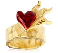 Drachenfels "Flammeninferno" Herz-Ring I Größe 54 I Damenring aus goldplattiertem 925 Sterling Silber I Nickelfreier Silberring inkl. Verpackung I In Goldschmiedequalität gefertigt I D IN 11/AGG-58