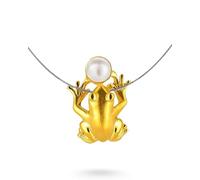 Drachenfels kleiner Frosch-Anhänger in Echtsilber goldplattiert mit Süßwasserperle | Kollektion Froschkönig | Froschanhänger für Stahlreif | Damen-Anhänger | D FR 64/AGG