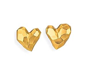 Drachenfels Herz-Ohrringe I Edle Ohrstecker aus goldplattiertem 925 Sterling Silber I Nickelfreie Damen-Ohrringe inkl. Geschenkverpackung I In Goldschmiedequalität gefertigt I D HE 26/AGG
