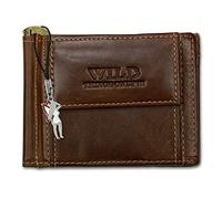 DrachenLeder Dollarclip Portemonnaie Quer Leder Wild Things Only Geldbörse, Farbe nach Auswahl OPJ121X, Braun, ohne