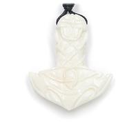 Drachensilber Thor Hammer Anhänger Schmuck aus Knochen, Wikinger Schmuck Kette, inkl. schwarzem Textilband, 3,5cm lang