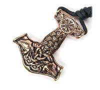Drachensilber Thorshammer Kette Anhänger Bronze inkl. Band Halskette Wikinger Mjöllnir Biker Schmuck groß massiv schwer Herren
