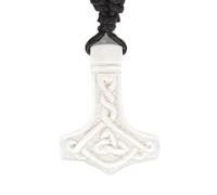 Drachensilber Wikinger Anhänger Mjölnir Knochen Schmuck Kette Thorshammer Anhänger inkl. Band und Geschenkverpackung Thor