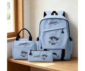 Dragon Ball 3 Stücke Rucksack-Set, Goku Skizze & Signatur bedruckter lässiger Schulrucksack Combo mit Tragetasche & Federmäppchen für Schüler