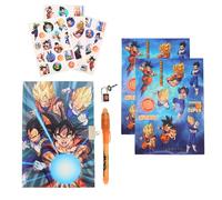 Dragon Ball Z Schreibwarenset, Inklusive Notizbuch, Stift, Aufklebern und Schloss mit Schlüsseln, Geschenk Schreibwarenset für Kinder