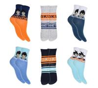 Dragon Ball Z Super Socken für Jungen, Set mit 6 Klassischen Baumwolle Socken, Größen EU 23 bis 34 (DE/NL/SE/PL, Numerisch, 23, 26, Regular, Mehrfarbig)