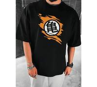 Dragonball-Symbol-T-Shirt aus weicher Baumwolle, lockere Passform, Street-Hip-Hop-Stil, bequem, auffälliger Print