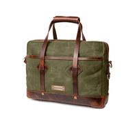 DRAKENSBERG Aktentasche 'Noah' für Herren aus gewachstem Canvas mit Leder - wasserabweisende Laptoptasche, 10L - Wald-Grün, DR00621
