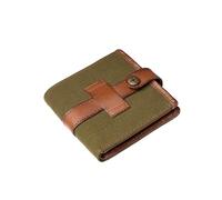 DRAKENSBERG Canvas Geldbörse Herren 'Earl' - Stoff Brieftasche mit Leder, 3fach-gefaltet, Vintage, nachhaltig, ausgefallen - Oliv-Grün, DR00170