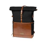 DRAKENSBERG Grosser Rolltop Rucksack 'Arthur' aus Canvas, Leder, 16" Laptopfach und Elektronikfach - Schwarz, DR00193