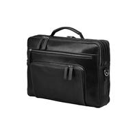 DRAKENSBERG Leder Aktentasche 'Silvio' für Herren, 2 Hauptfächer, kompakte, luxuriöse 16" Laptoptasche für Business, 14L - Schwarz, DR00543