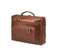 DRAKENSBERG Leder Aktentasche 'Silvio' für Herren, 2 Hauptfächer, kompakte, luxuriöse 16" Laptoptasche für Business, 14L - Kastanien-Braun, DR00503