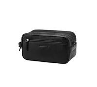 DRAKENSBERG Leder Kulturbeutel Herren 'Enrico' mit 2 Reißverschluss-Fächern, Gross, Elegante Kosmetiktasche, 5L - Schwarz, DR00550