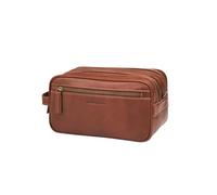 DRAKENSBERG Leder Kulturbeutel Herren 'Enrico' mit 2 Reißverschluss-Fächern, Gross, Elegante Kosmetiktasche, 5L - Kastanien-Braun, DR00510
