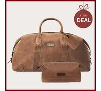 DRAKENSBERG Set/3 Weekender »David«, Kulturbeutel & Gepäckanhänger - Havanna-Braun